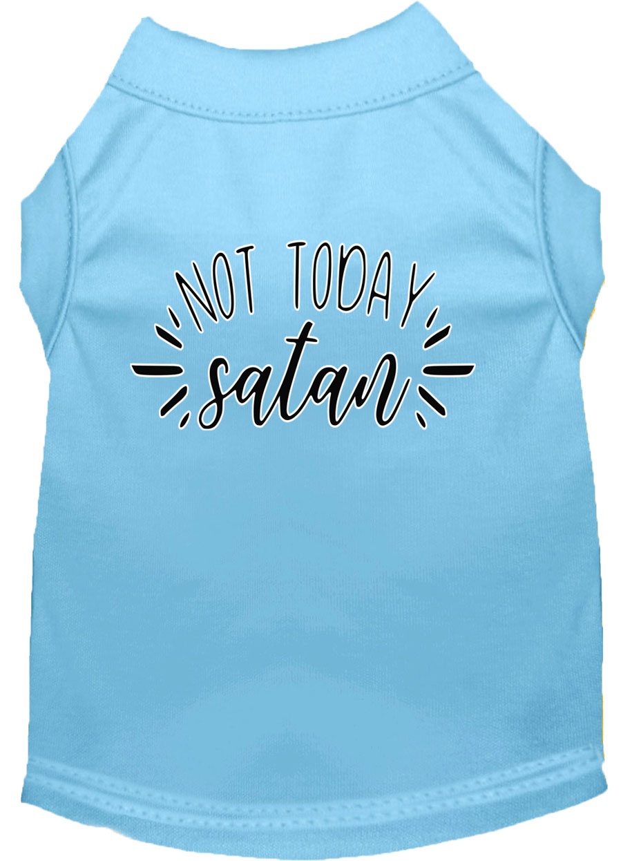 Not Today Satan Screen Print Dog Shirt Baby Blue XL